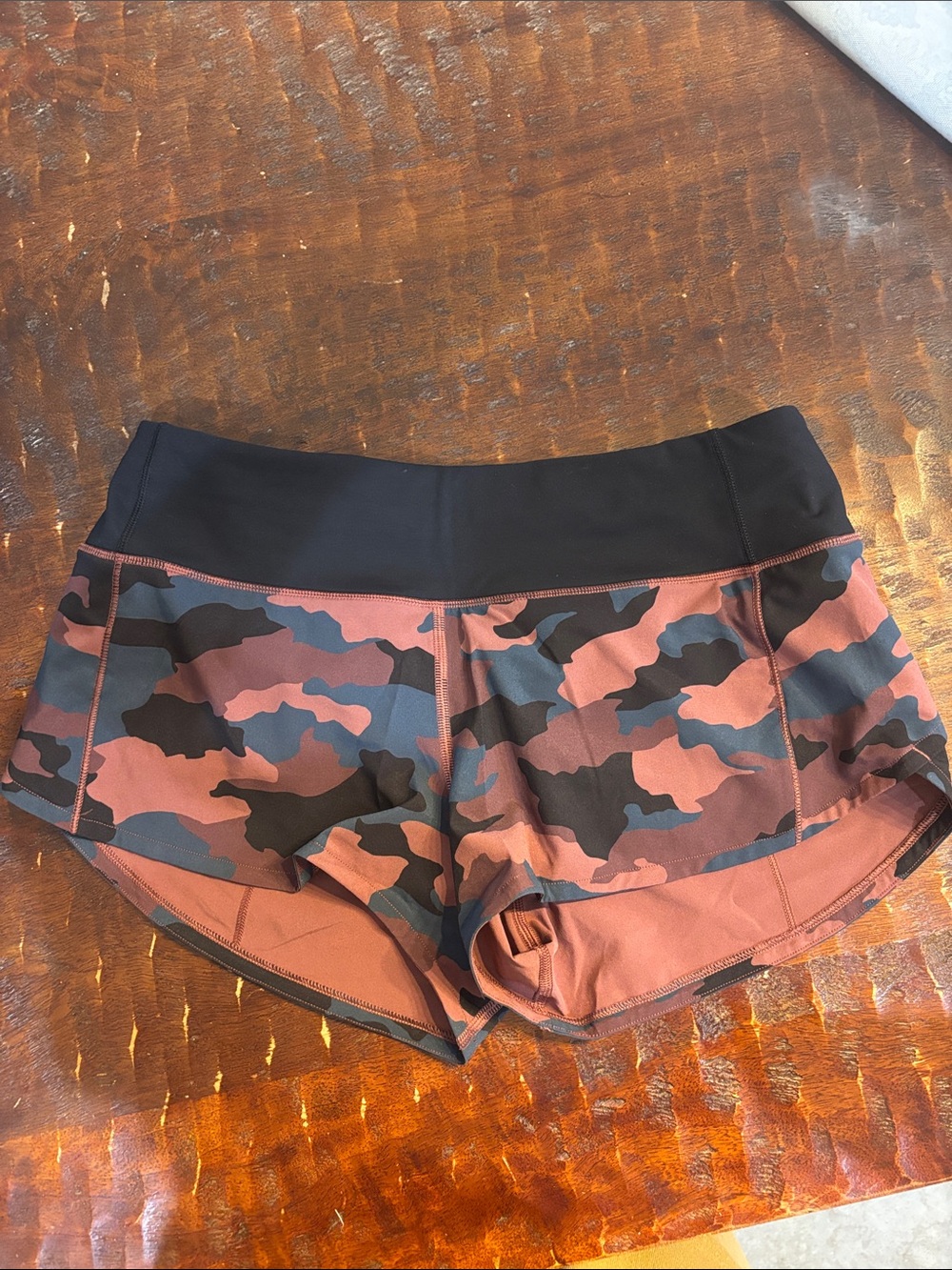 lululemon athletica Rust Pink and Black Camo Athletic Shorts